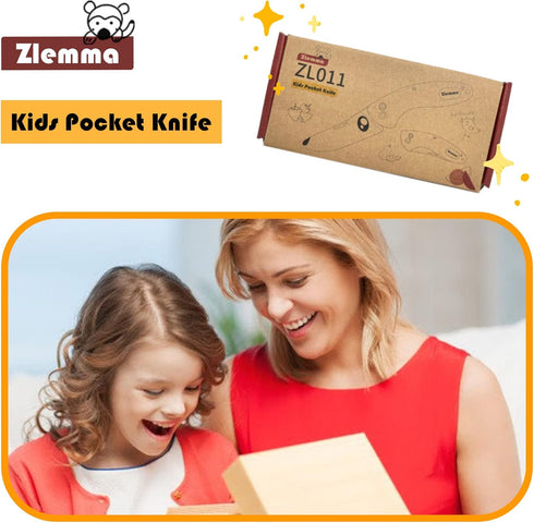 Kids Pocket Folding Knife with Safety Rounded Tip, Japanese Stainless Steel and Rosewood, Children’s First Knife