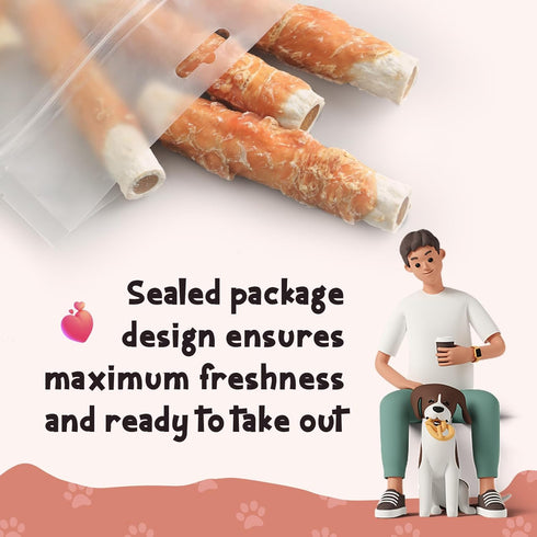Dogs6pcs ASMPET Dog Treats Bones, Chicken Wrapped Rawhide Sweet Potato Sticks for Small Medium Large