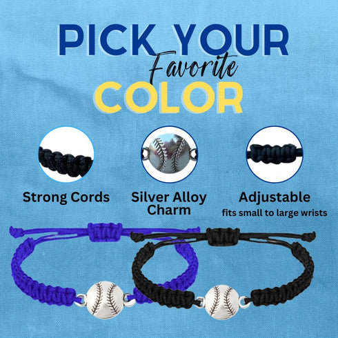 Sportybella Baseball Bracelet - Adjustable Braided Jewelry, Gifts, and Accessories