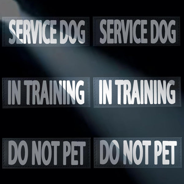 6 Pack Reflective Service Dog Patches, Removable In Training and Do Not Pet Patches with Hook and Loop