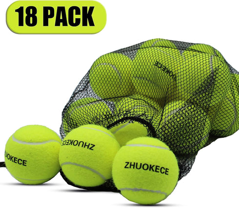 Tennis Balls, 18 Pack Training Balls, Practice Balls with Mesh Bag for Easy Transport, Pet Dog Playing Balls, Fit for