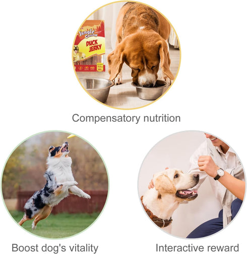 Jungle Calling Dog Treats, Duck Jerky for Dogs, Slow Roasted Chewy Training Snacks for Medium and Large Dogs, 10.6 oz