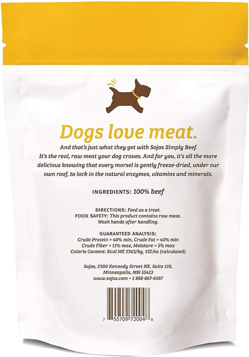 Sojos Simply Beef Dog Treats, Pack of 2