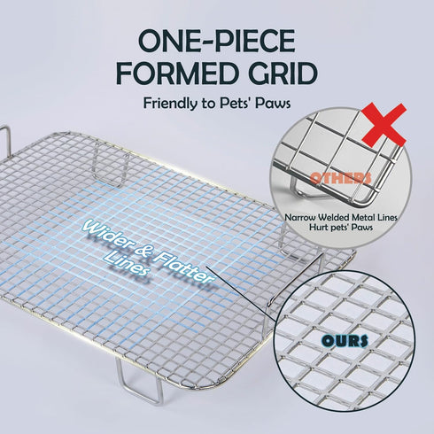 MEEXPAWS Guinea Pig Stainless Steel Litter Box with Raised Grid and Washable Pad,Small Bunny Rabbit Litter Pan High