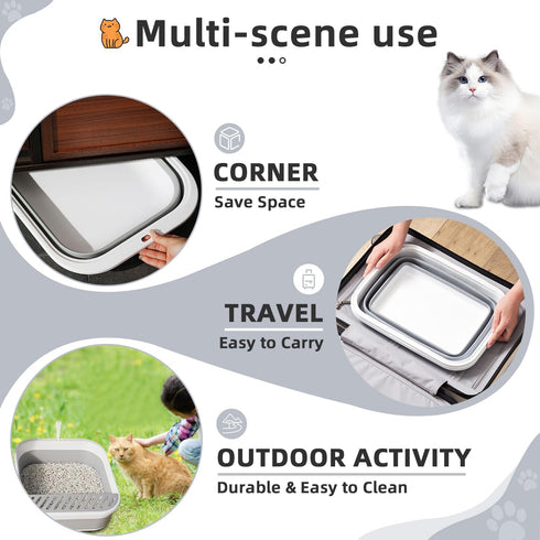 Jninexiu 17.7"13.4" (2Pcs Small Litter Box for Kittens, Open Potty Pan Cat Toilet Portable Cats Litter Box Travel
