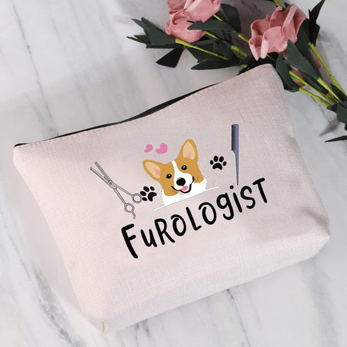 Furologist Funny Puppy Stylist Cute Dog Groomer Cosmetic Bag Dog Groomer Survival Kit Zipper Pouch Pet Grooming Gifts