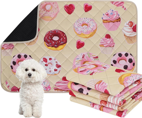 IEUUMLER Washable Pee Pads for Dogs, 2 Pack Cake Pattern Reusable Waterproof