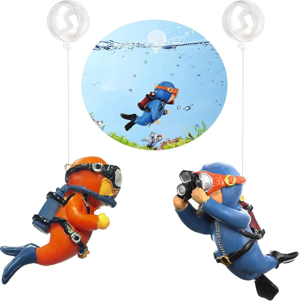2-Pack Floating Fish Tank Decorations, Little Diver Aquarium Accessories for All Kinds of Fish Tanks