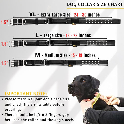 ADITYNA Heavy Duty Dog Collar with Handle, Reflective Black Collar for Medium Dogs, Tactical and Soft Padded