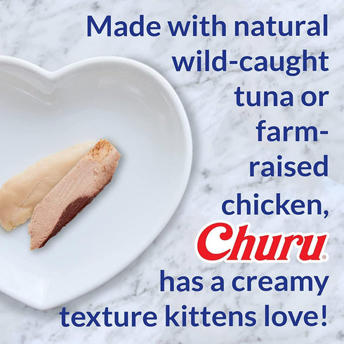 0.5 48 (4 Pack), INABA Churu for Kittens, Grain-Free Creamy, Pure Lickable Cat Treats with DHA, EPA, Vitamin E