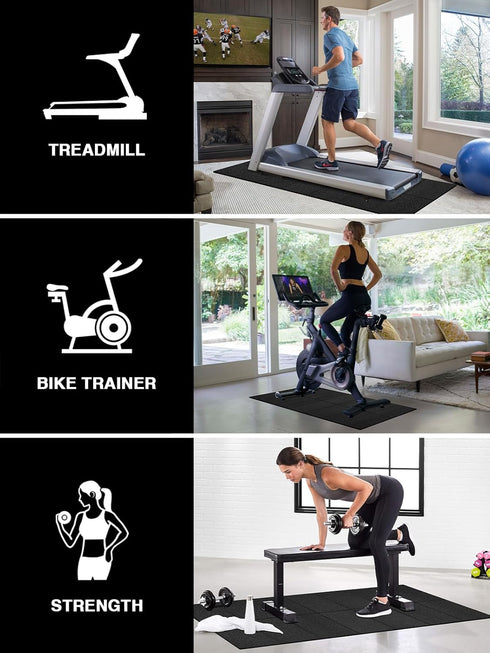 Mat,70"x32",6mm Treadmill Thickness Foldable Exercise Equipment Mat for Carpet Hardwood Floors, Compatible with Walking