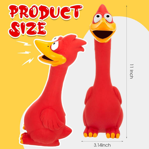 Hungdao 2 Pcs Horse Toys 11 Inches Latex Rubber Chicken Dog Toy Reduce Separation Anxiety Screaming Chicken Toy for Horse Pet(Red)
