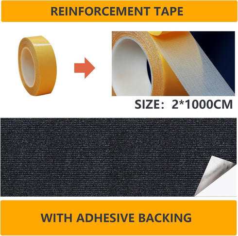 120"x15.8" Trimmable Self-Adhesive Carpet Mat Pad Replacement for Cat Tree Shelf Shelves, Cat Wall Furniture Steps, Cat Carpet Scratching Post Scratcher Couch Protector (Black)