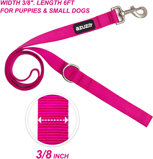 azuza 3 Pack Nylon Dog Leashes, Strong & Durable Basic Style Leash with Easy to Use Collar Hook for Puppy Small Dogs,