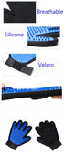 Pet Grooming Gloves - Deshedding & Hair Remover Mitts for Bathing Dogs, Cats, Rabbits, Horses (Blue) - 1 Pair Left &