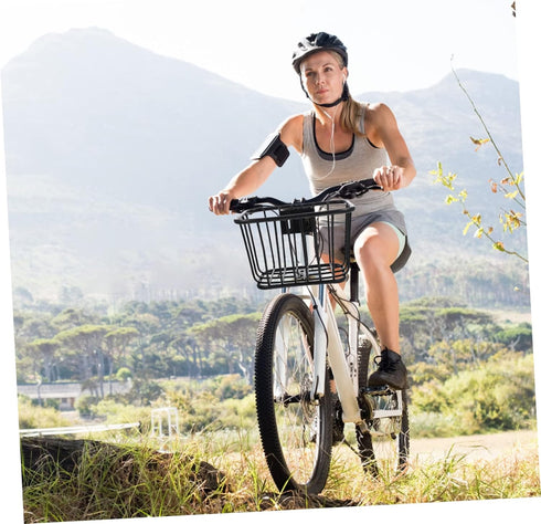 Sosoport Bicycle Iron Basket, Rear Bike Basket for Cruiser Bikes, Metal Container