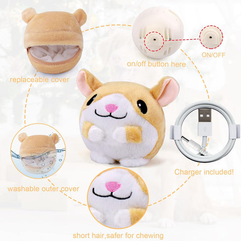Mity Rain Interactive Dog Toys: Automatic Rolling Jumping Vibrating Wiggling Ball, Squeaky Ball with Chewable Plush