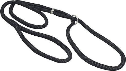 Dog Show Lead Braided Tubular Nylon 52" Long - Medium (diam 5/16"(8mm), Black)