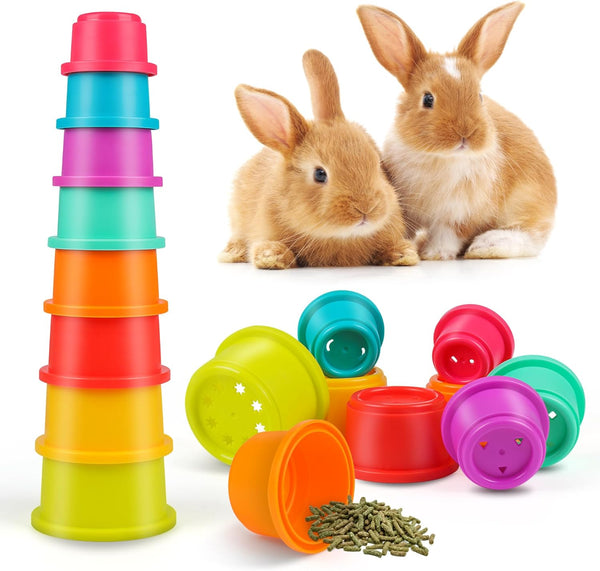 SKYWHALE Bunny Toys, Stacking Cups for Rabbits, 8PCS Stackable Plastic Pet Nesting