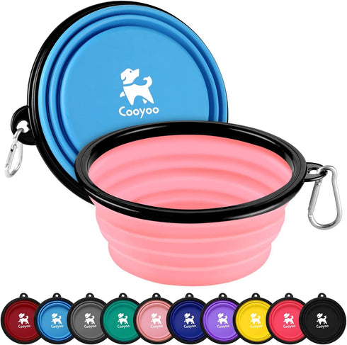 COOYOO 2 Pack Collapsible Dog Bowls, Portable Water Bowls for Cats and Dogs, Pet Feeding Dish for Walking and Traveling