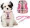 KOOLTAIL Small Dog Harness and Lead Set - Soft Mesh Plaid Puppy Harness with Safety Buckle, Adjustable & Comfortable