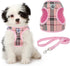 KOOLTAIL Small Dog Harness and Lead Set - Soft Mesh Plaid Puppy Harness with Safety Buckle, Adjustable & Comfortable