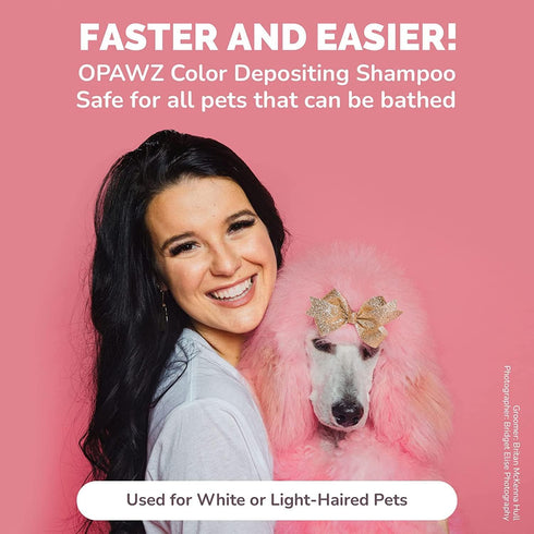 OPAWZ Color Depositing Shampoo for Dogs - Semi-Permanent Dog Hair Dye Safe Shampoo (Pink, 2.1 fl.oz / 60mL)