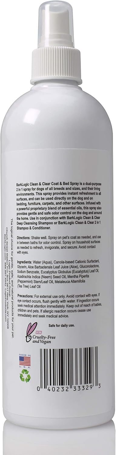2in1 Dog/Puppy Coat & Bed Spray - Sensitive Skin - Safe - Infused with Essential Oils - Refreshing Naturally Derived Scent - Spray on Pets & Household Items - Made in USA - 16 oz - Mint