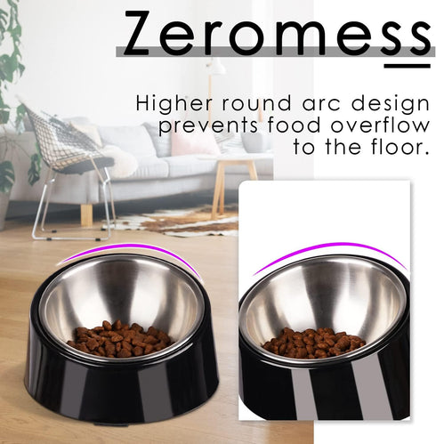 SuperDesign Mess Free Slanted Bowl for Dogs and Cats, Tilted Angle Non-Skid Dog Feeder, Easier to Reach Food