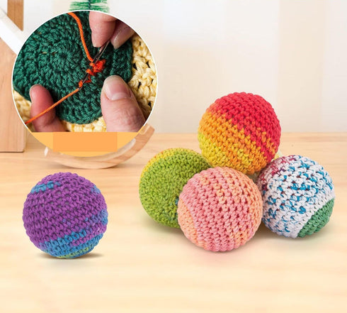 6 Pack 1.77" ISMARTEN Cat Toys Balls, Yarn Pet Interactive Ball with Bell Inside, Kittens Chew Toys for Indoor Cats