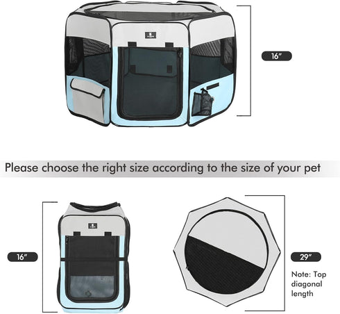 X-ZONE PET Dog Playpen Portable Pet Play Pens for Puppies, Cat, Rabbit, Chicks, Foldable Exercise Play Tent Kennel