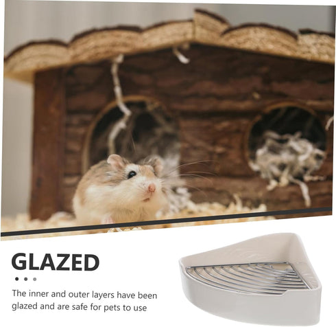 FUTUREORYY Chinchillas Ceramic Bunny Litter Box for Small Animals Triangle Potty Non-Slip Mat for Guinea Pigs Hamsters