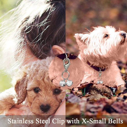 4 Sets Cat Bell for Dog Collar - Charm Training Pet Pendant Accessories with 2 Pack Stainless Steel Dog Tag Clips