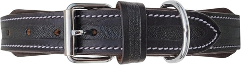 Leather Dog Collar, Western Style, Heavy Duty Hand Tooled Sunflower, Adjustable Padded Soft with Turquoise Buckstitch