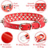 Spiked Soft Leather Dog Collar, Adjustable Anti Bite Studded for Small Medium Large Dogs (Red, L)