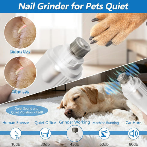 Deisunpet 2-in-1 Trimmers Led Cat Dog Nail Clipper & Nail Grinder with Lights,Rechargeable Pet Nail with Nail