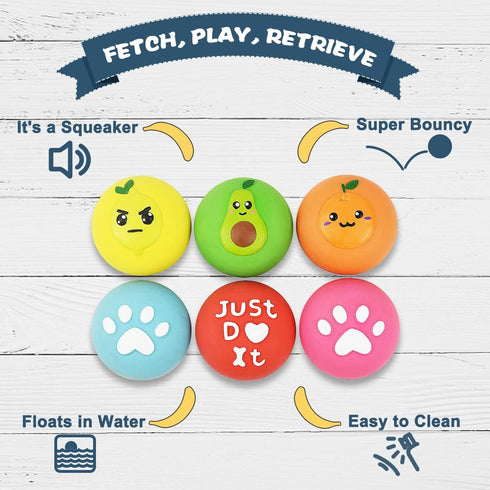 Squeaky Dog Toys, Soft Latex Rubber Ball for Small Dogs, Cute Bounce Squeak Toys with Funny Face