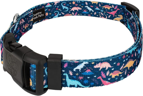 Country Brook Petz Deluxe Dinosaurs Dog Collar, Made in The U.S.A., Critter Corner Collection (1 Inch, Large)