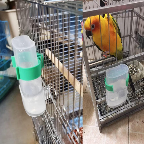 Bird Water Dispenser Parrot Feeder, 2 Pcs Automatic Waterer for Cage Accessories, Cockatiel, Finch, Lovebird
