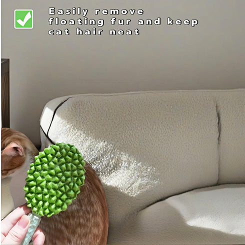 8.66 inch Pet Durian Massage Comb, Dual-Sided Cat Dog Grooming Tool with Back Scraping Teeth, Green