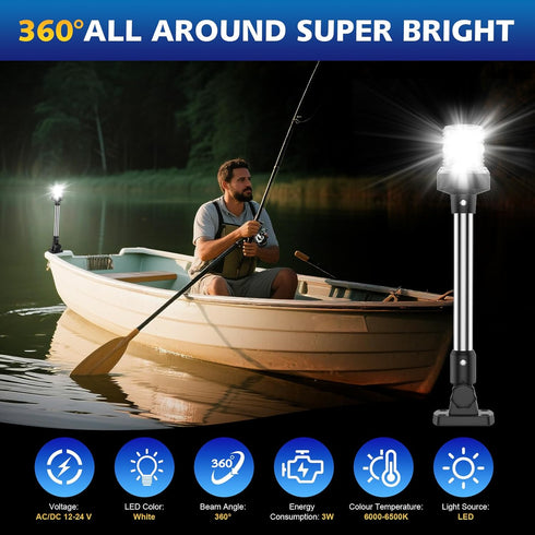 12 Inches IP67, Anchor Light Stern Light for Boats, White Boat Navigation Lights LED Waterproof Rear LED Marine Running