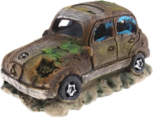 Create Idea Aquarium Fish Tank Decor, Resin Imitation Accident Car Landscape Ornament, Brown