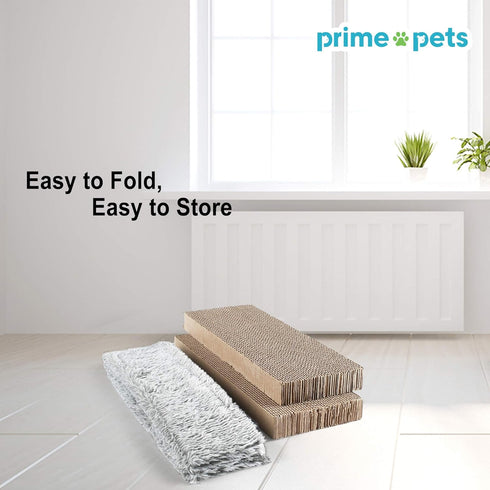 PrimePets Cat Scratcher Lounge - 2 in 1 Reversible Cat Scratching Pad Box Bed with Catnip Included