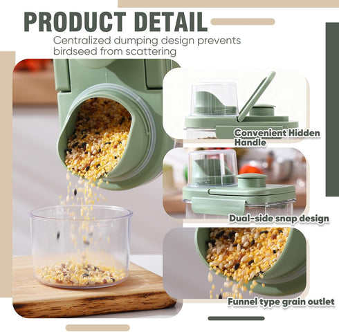 Maxdot 2 3 Qt/2.8 Pcs Bird Seed Storage Container L with Tight Lids Airtight Cup Pet Food Storage Measuring Containers