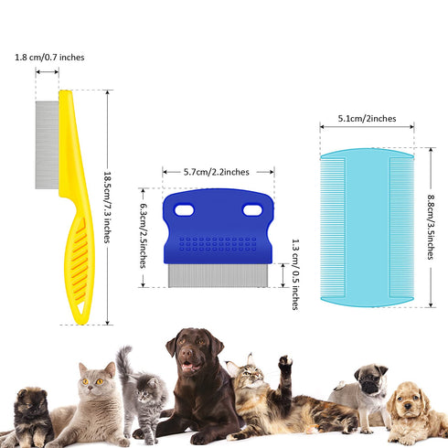 6 Pieces Pet Lice Combs, Dog Grooming Flea Comb, Cat Tear Stain Comb for Removal of Dandruff and Hair Stain