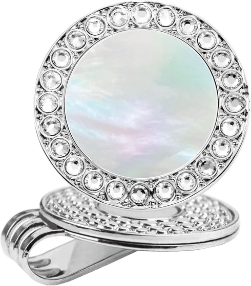 Golf Accessories with Pearl Crystal Ball Marker, Golf Ball Marker Hat Clip, Gifts for Women