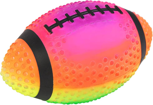 Regent Practice Football Neon Rainbow Colored 9" Spiked for Gripping Control, Soft Rubber Inflatable Football