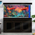 Colorful Galaxy Space Planet Aquarium Background: Waterfall Landscape Tapestry with Fantasy Mountain Wave Design