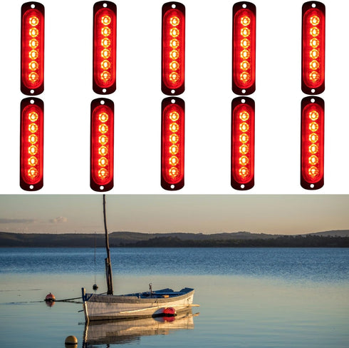 LED Marine Courtesy Boat Interior Lights, IP68 Waterproof, Surface Mount for Deck, Cabin, Cockpit, Dinghy, Kayak, 10Pcs