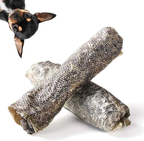 Cod Skins Dog Treats - All-Natural Chew Fish Skin Rolls, Healthy Omega-3 Protein 10.6 OZ